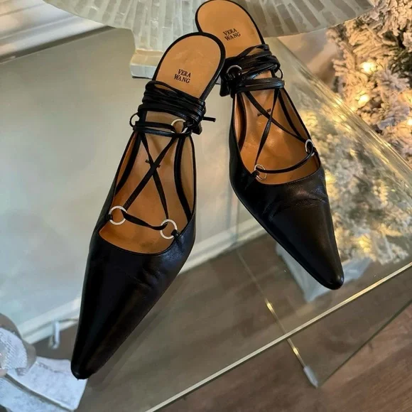 Vera Wang - Leather T-Strap Heels - Picture 3 of 10